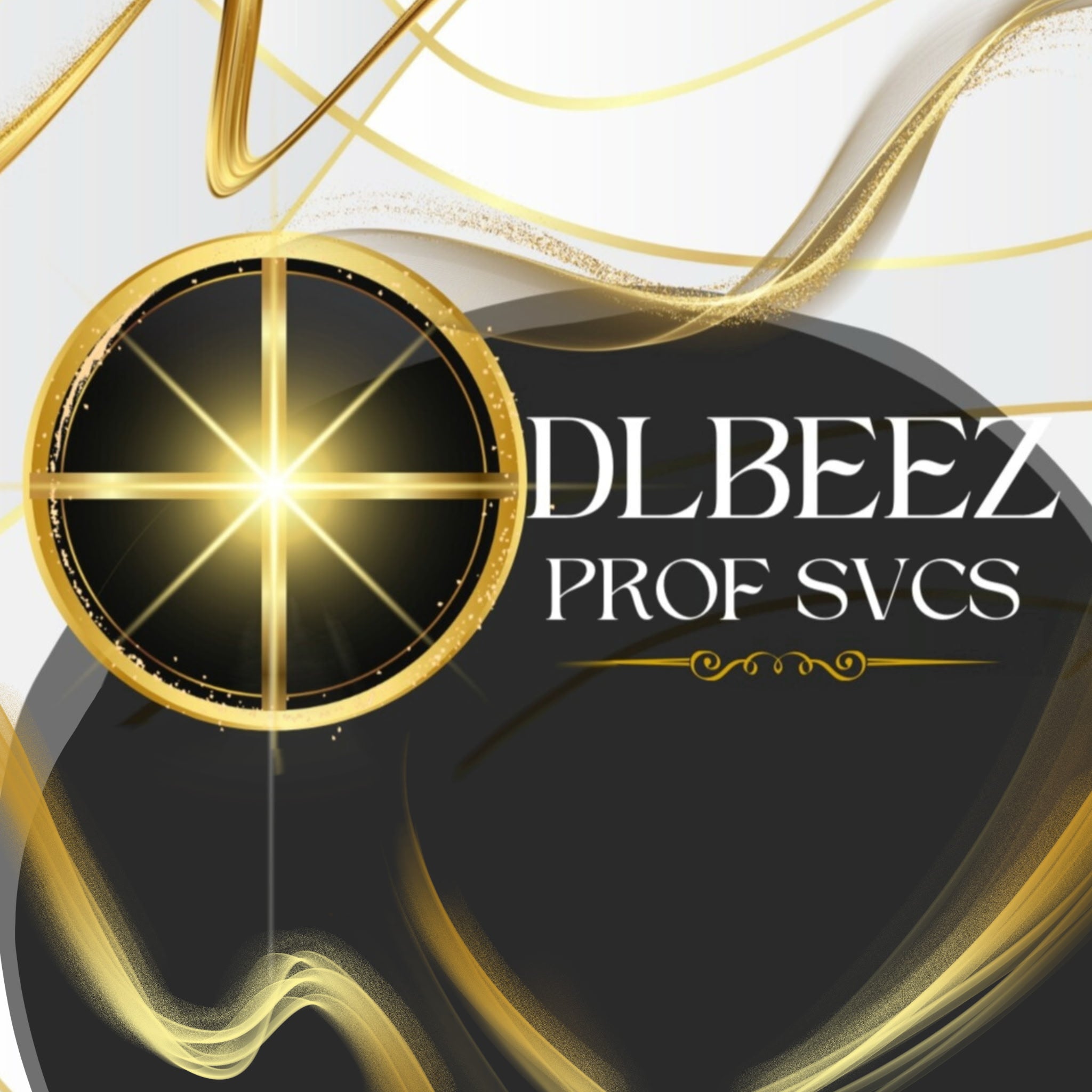 Decorative logo with gold and black elements and 'DLBEEZ PROF SVCS' text.