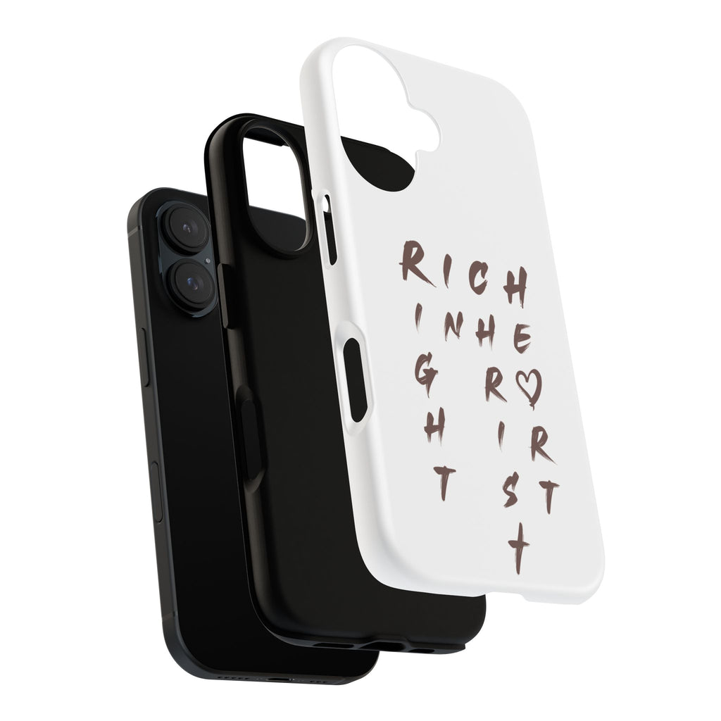 Rich in Christ Phone Case, Inspirational Phone Cover, Christian Gifts, Trendy Phone Accessory, Faith-Based Design