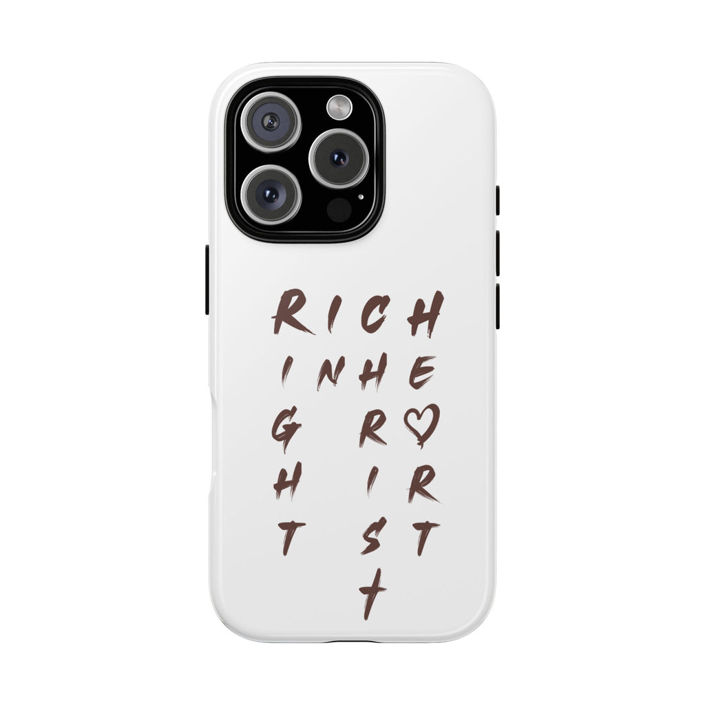 Rich in Christ Phone Case, Inspirational Phone Cover, Christian Gifts, Trendy Phone Accessory, Faith-Based Design