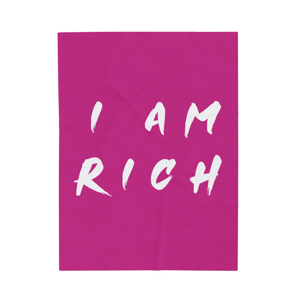 I Am Rich, Soft Throw for Home Decor, Gift for Cozy Nights, Motivational Decor, Luxury Bedding