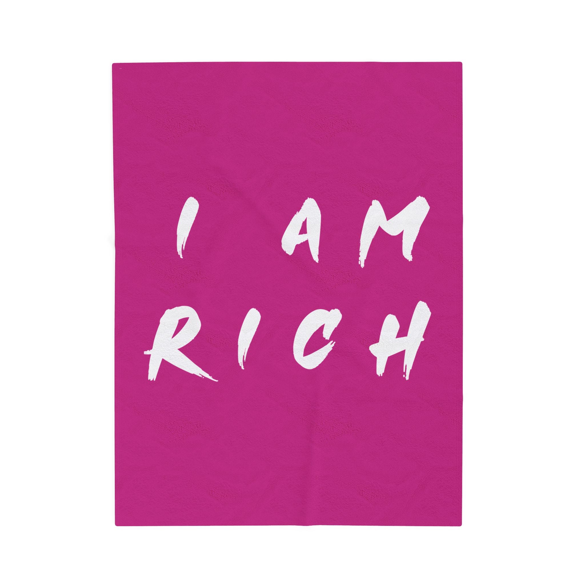 I Am Rich, Soft Throw for Home Decor, Gift for Cozy Nights, Motivational Decor, Luxury Bedding