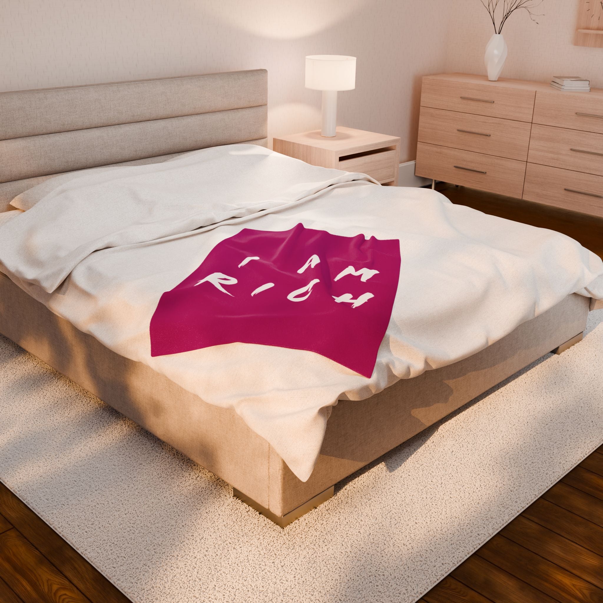 I Am Rich, Soft Throw for Home Decor, Gift for Cozy Nights, Motivational Decor, Luxury Bedding