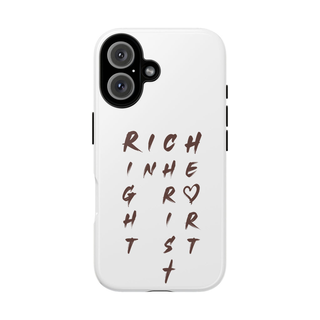 Rich in Christ Phone Case, Inspirational Phone Cover, Christian Gifts, Trendy Phone Accessory, Faith-Based Design