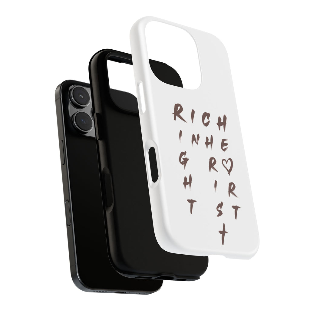 Rich in Christ Phone Case, Inspirational Phone Cover, Christian Gifts, Trendy Phone Accessory, Faith-Based Design