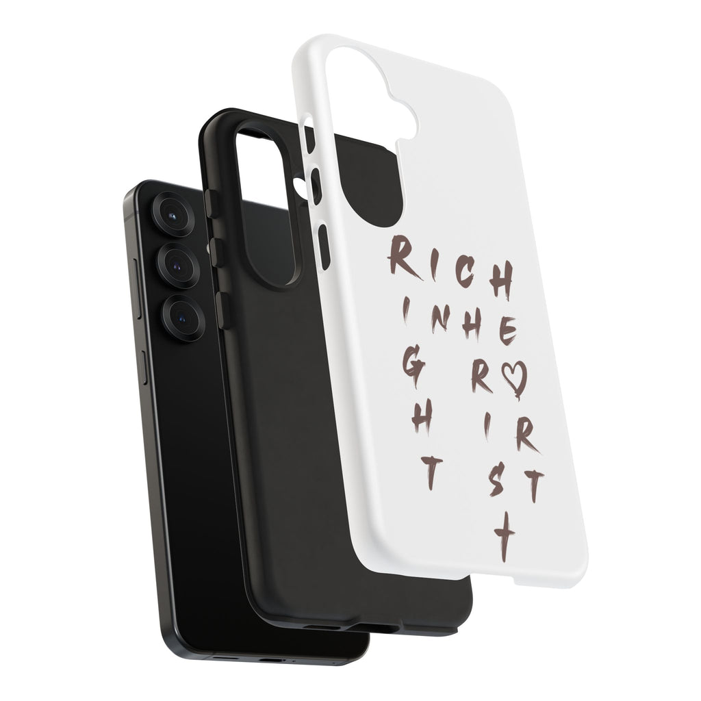 Rich in Christ Phone Case, Inspirational Phone Cover, Christian Gifts, Trendy Phone Accessory, Faith-Based Design